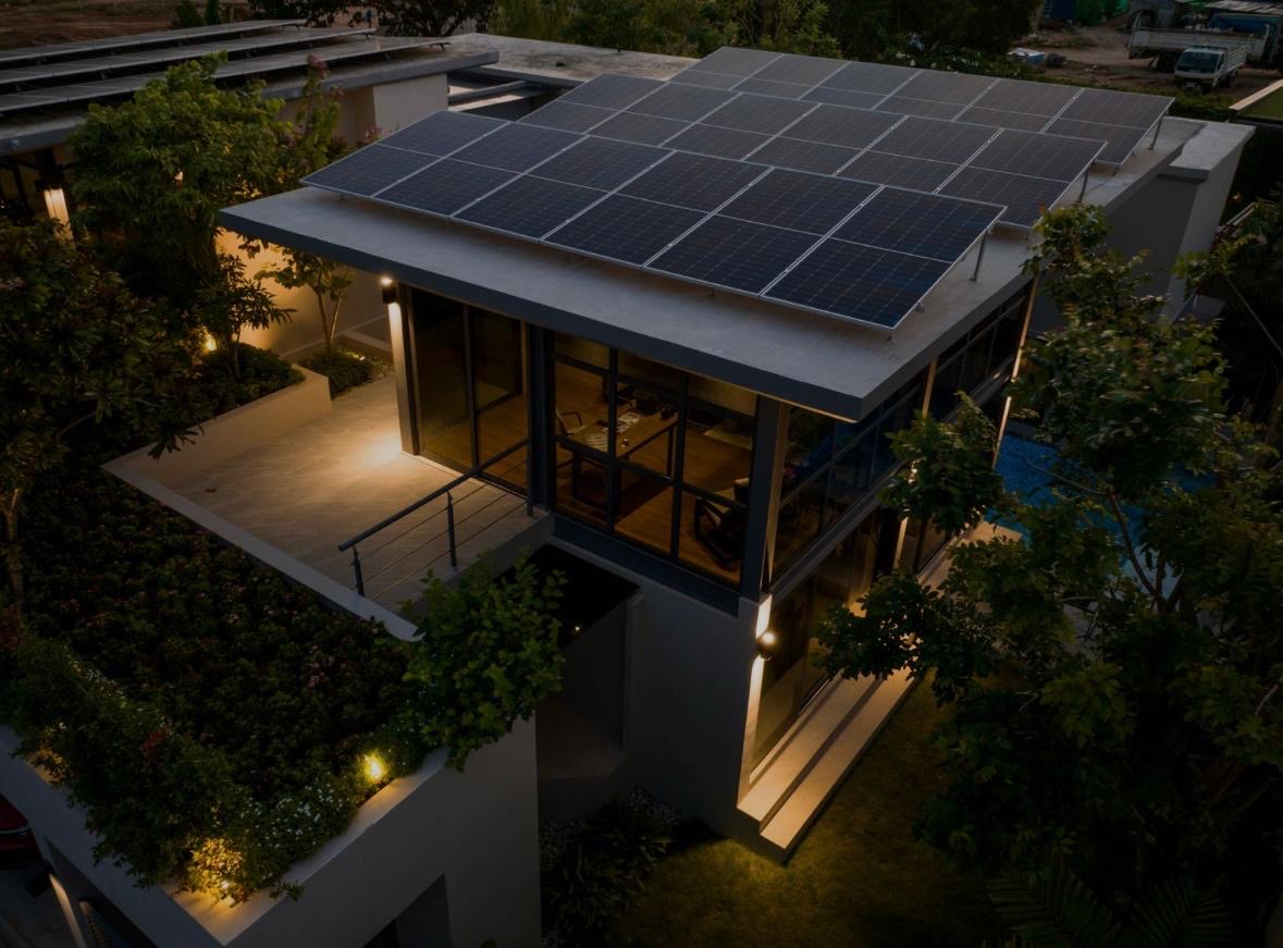 Photovoltaic array over a Blocco25 villa